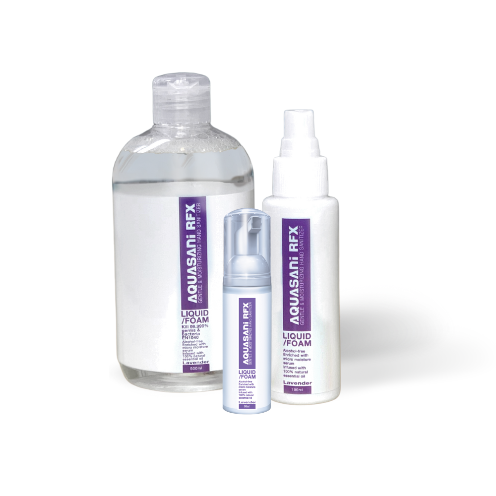 Aquasani RFX Lavender ~ Cleansing, Refreshing, Soothing (4 in 1 suitable for Hands, Skin, Air and Surfaces) Liquid / Foam