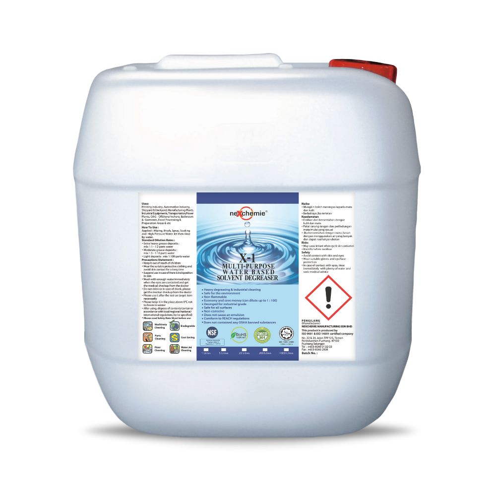 Nexchemie X-1 ~ Multipurpose Water Based Solvent Degreaser