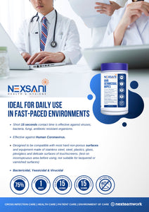 Nexsani AHR Germicidal Ready To Use Surface Disinfectant Presaturated Wipes